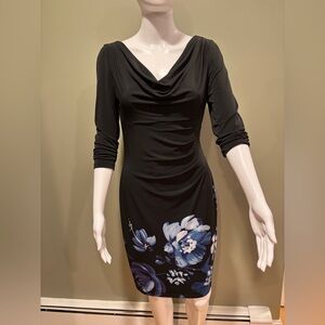 Ralph Lauren Black Dress with Blue Floral Design